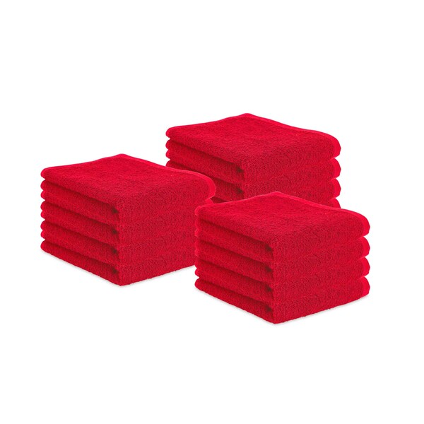 Monarch Brands Terry Polishing Hand Towel 0, Red, 120PK - N030-R1627-4-CS