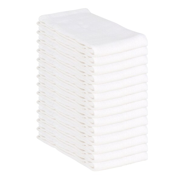 Monarch Brands Huck Towels - 16in x 26in 0, White, 120PK - ABSBNT-WHITE-CS