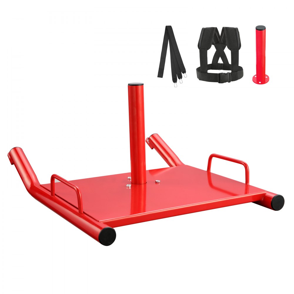 VEVOR Weight Training Pull Sled, Fitness Strength Speed Training Sled, Steel Power Sled Workout Equipment for Athletic Exercise and Speed Improvement, Suitable for 2" Weight Plate, Red - LXQTX2YC0000BDFUXV0