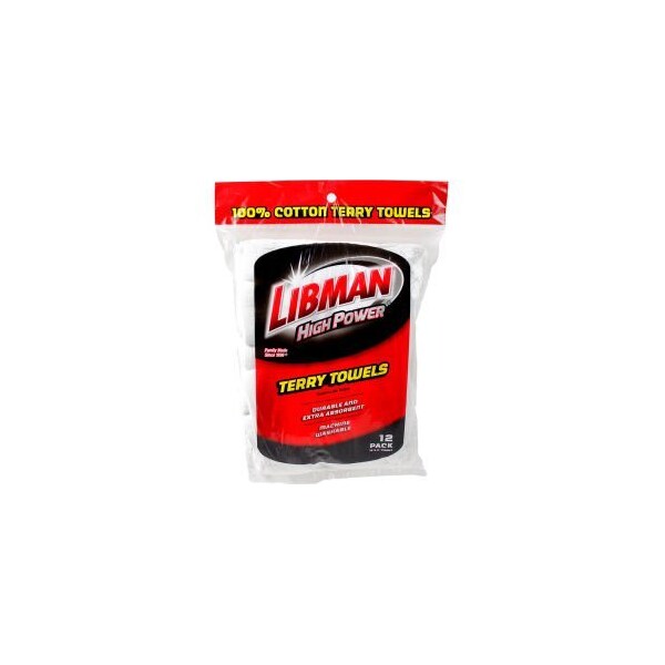Libman Libman Commercial High Power 100% Cotton Premium White Shop Towels, 12 Pack - 590 - 590