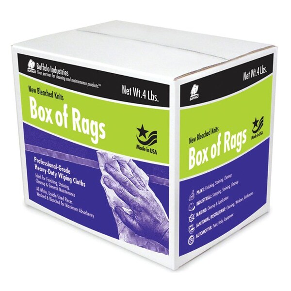 Buffalo Industries 4 Lb  New Bleached Knit Rags - 12020