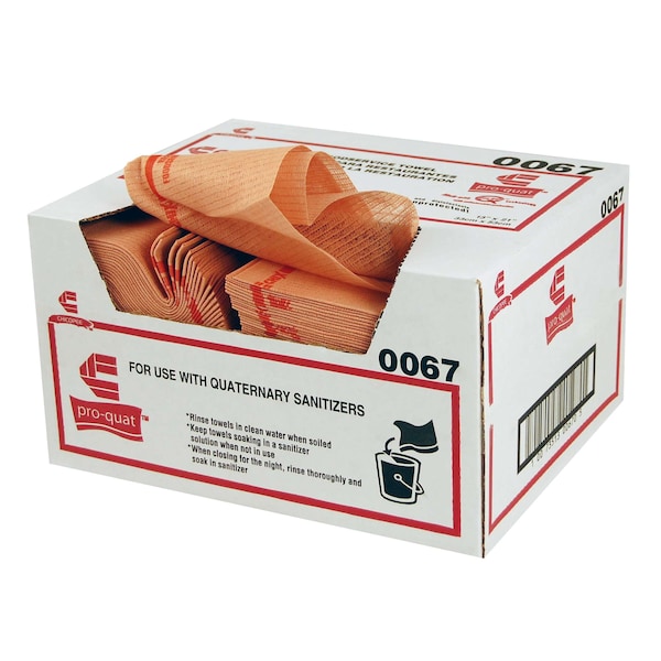 Chicopee 13x21 Pro-Quat Foodservice Red Print Med Duty Towel, Microban, PK150 - 0067