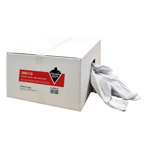 Tough Guy Cotton T-shirt Cloth Rag 25 lb. Varies Sizes, White - 20G115