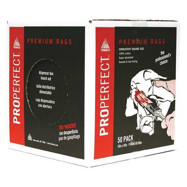 Trimaco Knit Cotton ProPerfect Wipers 18", White, 50PK - 82505