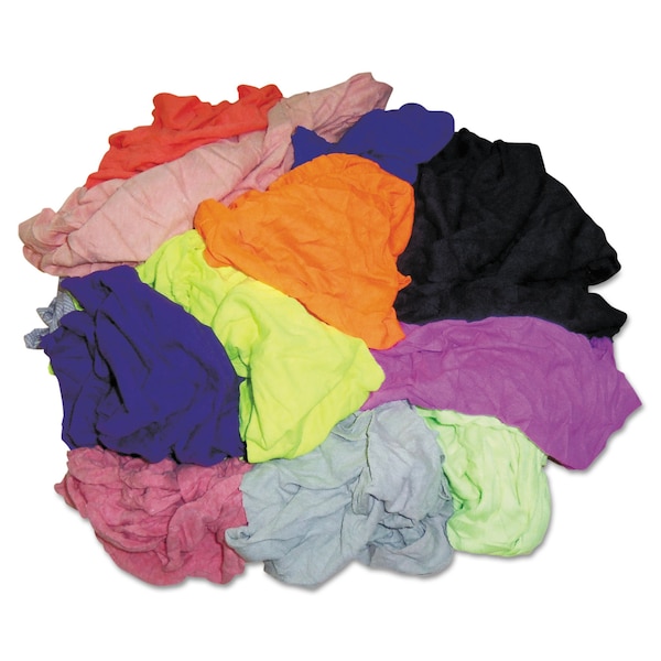 Hospeco New Colored Knit Polo T-Shirt Rags, Assorted Colors, 10 Pounds/Bag - 245-10
