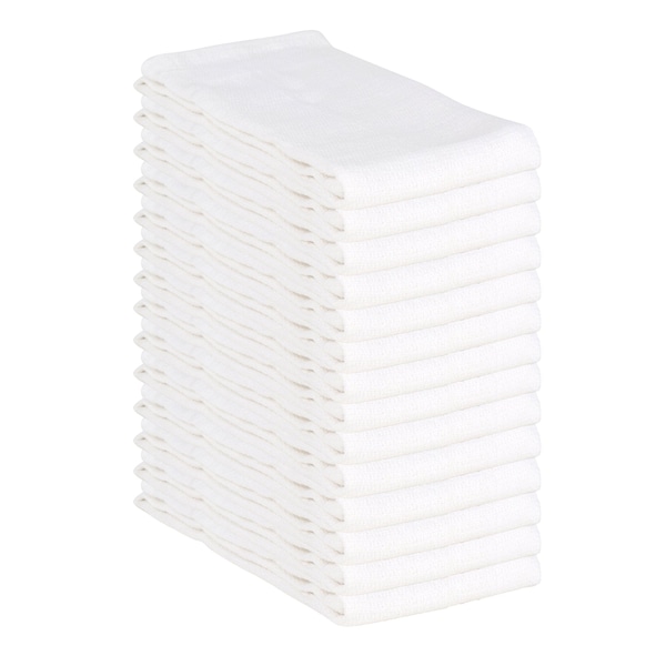Monarch Brands Huck Towels - 16in x 26in - White, 12PK - PNP-ABSBNT-WHTE