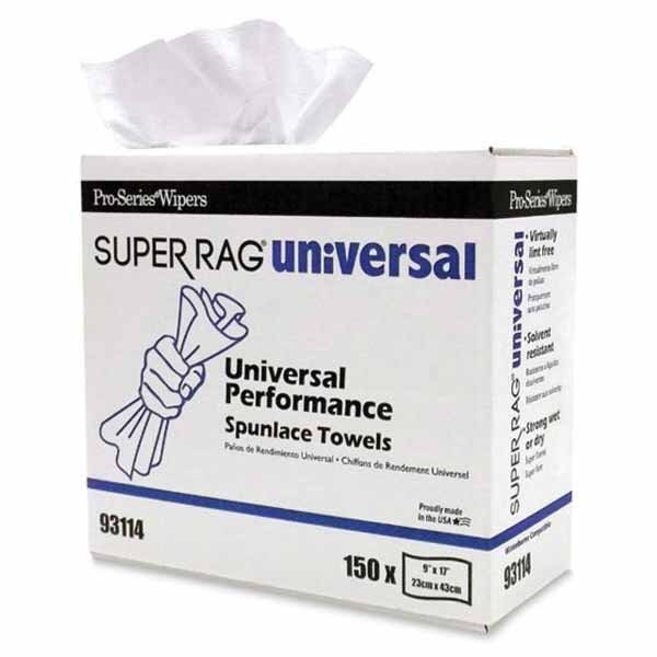 Mercantile Development SUPER RAG UNIVERSAL HIGH PERFORMNCE, WHITE PREP TOWEL, 9X17,150/POP-UP BX, 6PK - 93114