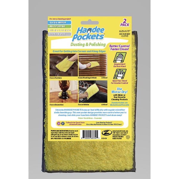 Handee Pockets Handee Pockets Microfiber Cleaning Cloth 6.25 in. W X 9.75 in. L 2 pk - 33424