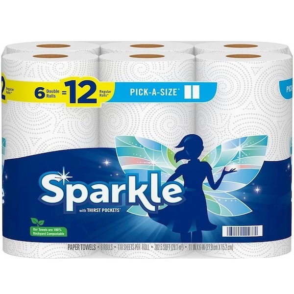 Sparkle 22130 Paper Towel, 696 in L, 11 in W, 2Ply - 22238