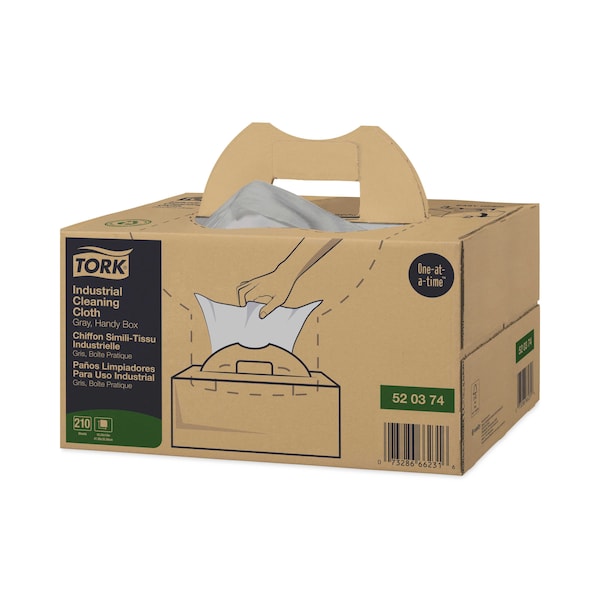 Tork Tork Industrial Cleaning Cloth Gray W7, One-at-a-Time Dispensing, 1 x 210 Cloths, 520374 - 520374