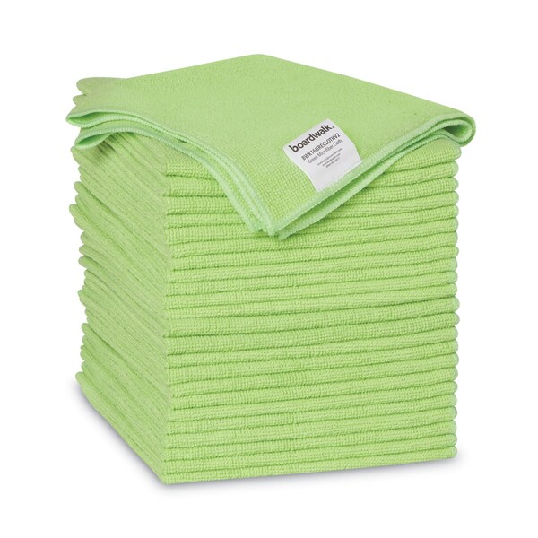Boardwalk Microfiber Cleaning Cloths, 16 x 16, Green, PK24 - 2164037
