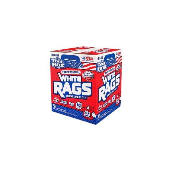 Sellars Toolbox Z400 White Rags, 200 SheetsBox, 6 BoxesCase 58202 - 58202