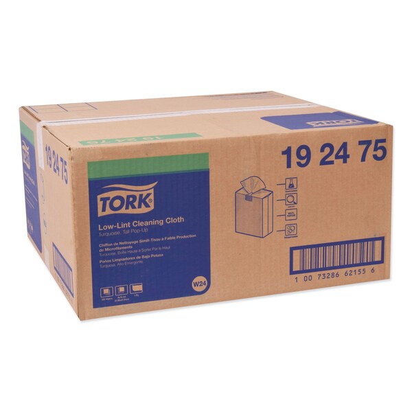 Tork Tork Low-Lint Cleaning Cloth Turquoise W24, Top-Pak, 8 x 100 Cloths, 192475 - 192475
