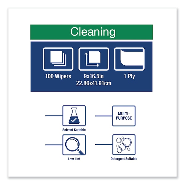 Tork Tork Low-Lint Cleaning Cloth Turquoise W24, Top-Pak, 8 x 100 Cloths, 192475 - 192475