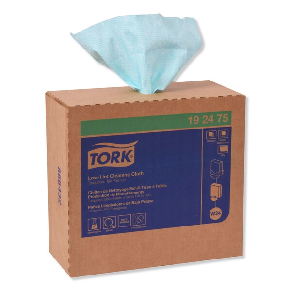 Tork Tork Low-Lint Cleaning Cloth Turquoise W24, Top-Pak, 8 x 100 Cloths, 192475 - 192475