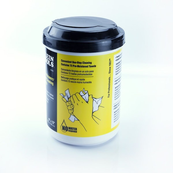 Klein Tools Klein Kleaners Hand Cleaning Towels, 72 Towels Per Container, Bucket, 9 in x 12 in - 51425