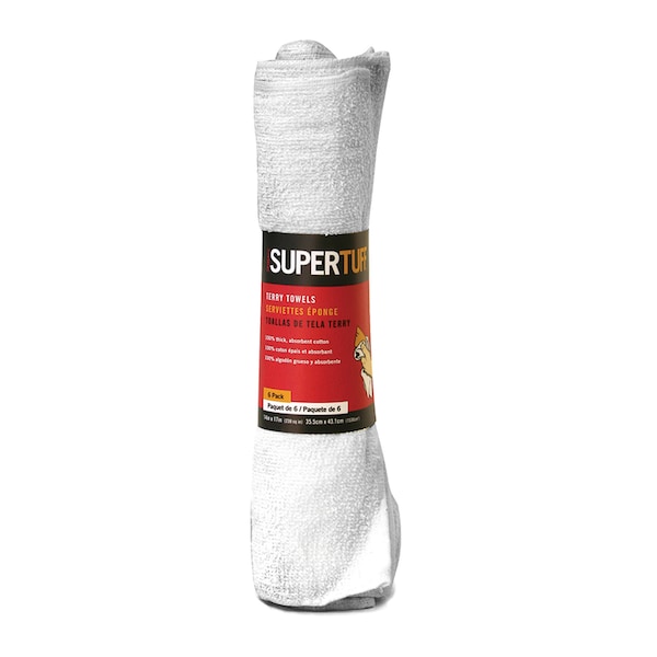 Trimaco SuperTuff 14 in. W X 17 in. L White Cotton Terry Towel - 10756/12