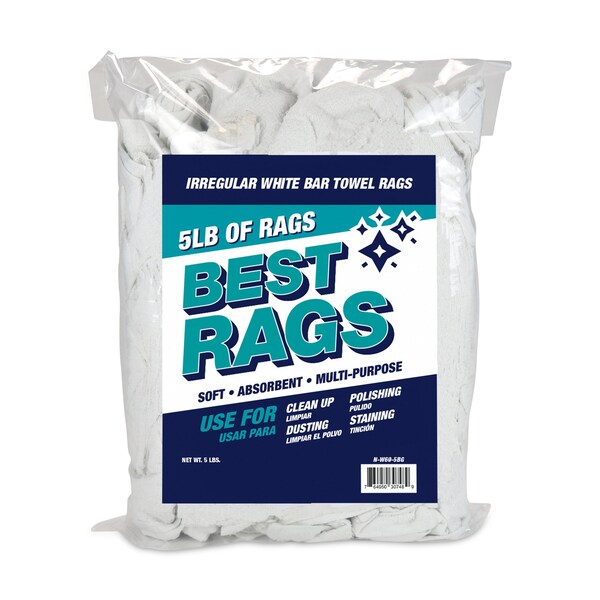 Monarch Bar Mop Clean Up Terry Wipers - White 5 lb bag - N-W69-5BG