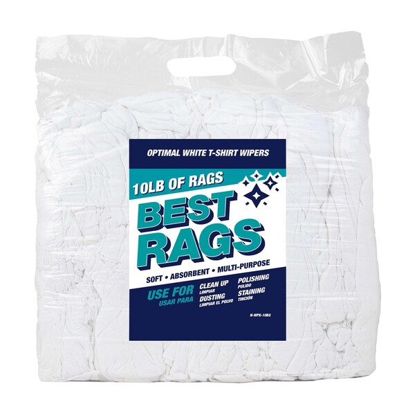 Monarch Optimal White T-Shirt Wipers - New - 10lb Bag - N-WPK-10BG