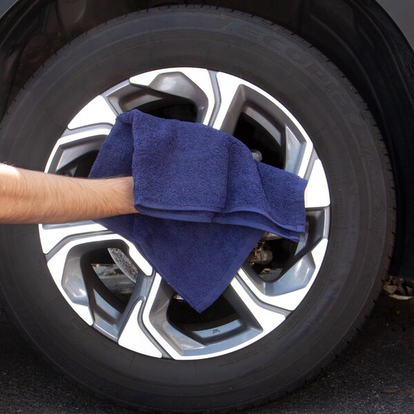 Monarch Terry Polishing Hand Towel Navy , 12PK - N030-N1627-4