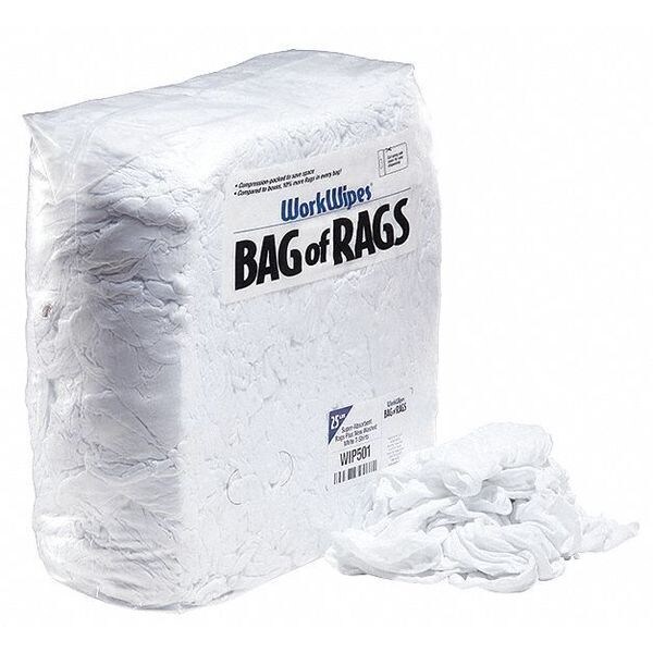 Pig T-shirt Rags 25 lb. Cotton, White - WIP501