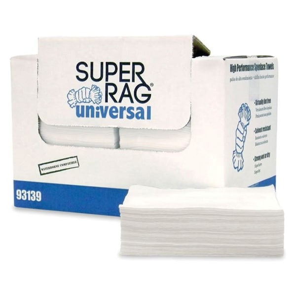 Mercantile Development SUPER RAG UNIVERSAL HIGH PERFORMANCE, WHITE PREP TOWEL, 13X16, 1/4FOLD, 300PK - 93139
