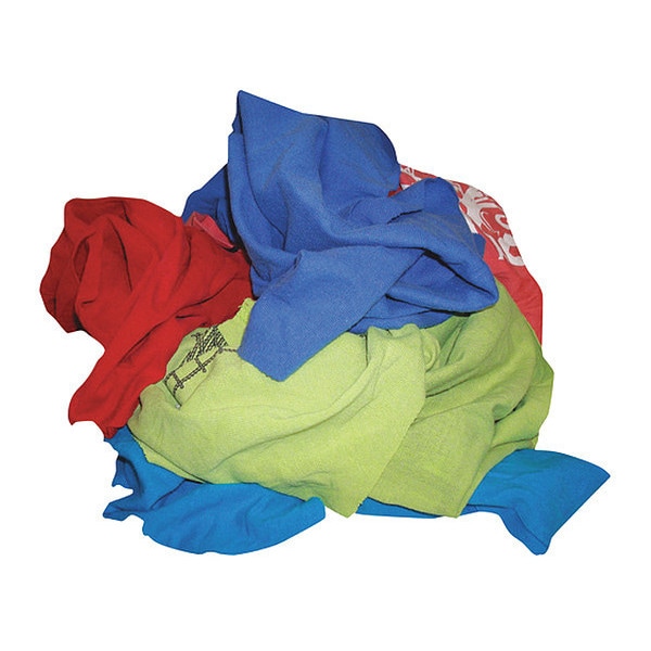 Partners Brand Box of Colored T-Shirt Rags, Assorted, 220/Case, 25 Lbs/Case - BR114