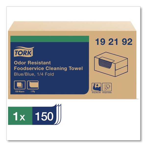 Tork Foodservice Cloth, 13 x 24, Blue, 150PK - 192192