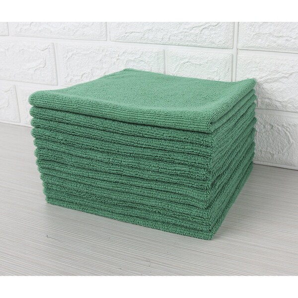 Dri By Tricol Clean Multi-Purpose Cloth,  Green, 300 GSM, 16 x 16 in, 12 PK - GW-3D4K-GR3J
