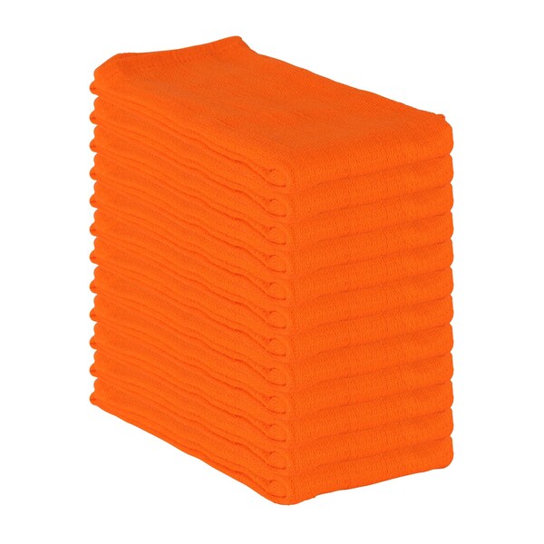 Monarch Brands Huck Towels - 16in x 26in - Orange, 12PK - PNP-ABSBNT-ORNG