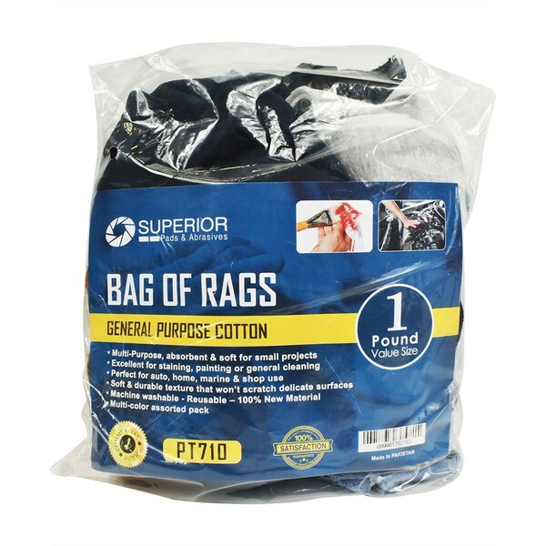 Superior Pads And Abrasives 1 LB. Bag of Rags - Multi-Color Assorted - PT710
