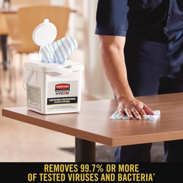 Rubbermaid Commercial Disposable Microfiber Cleaning Cloths, Blue/White, 12 x 12, PK600 - 2134283