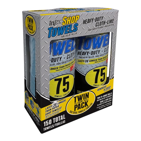 Intex Intex Cloth-Like Shop Towels 10 in. W X 11 in. L 75 ct 2 pk - NW-00446-275