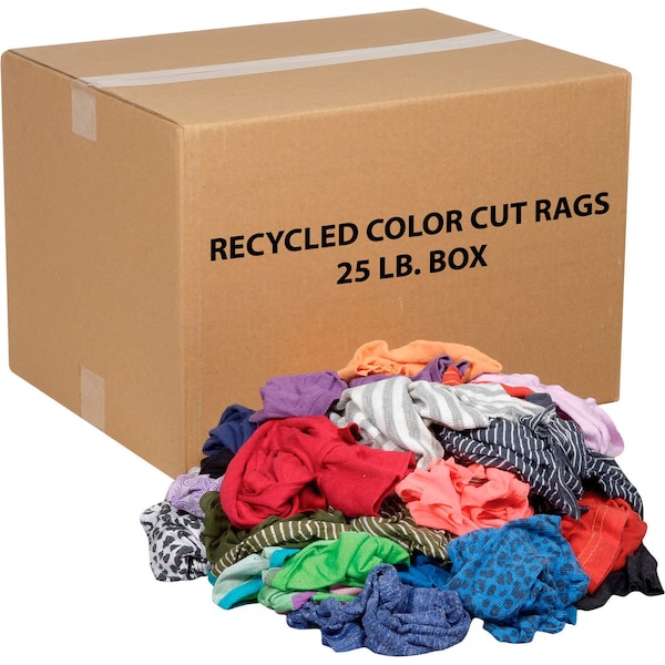 Global Industrial 25 Lb. Box Recycled Cut Rags, Mixed Colors - 670225