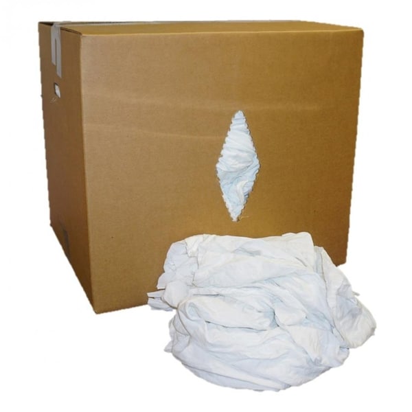 Absorbents Midwest Reclaimed White Cotton Sheeting Cloth Rags, 25lb Box - 30-450-B