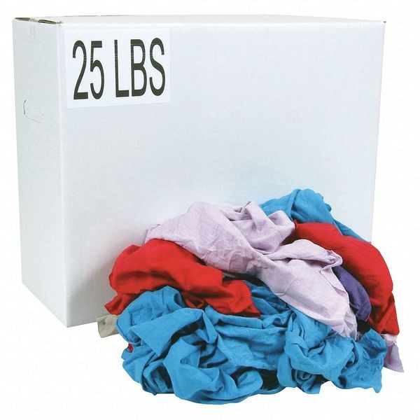 Zoro Select New Cotton Cloth Rags, T-Shirt, Assorted, Colors Vary, 25 lbs - G440025PC