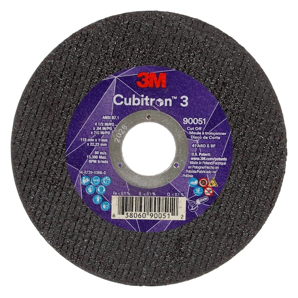 Rueda de corte abrasivo 3M Cubitron, conector de 7/8 pulgadas - 90051