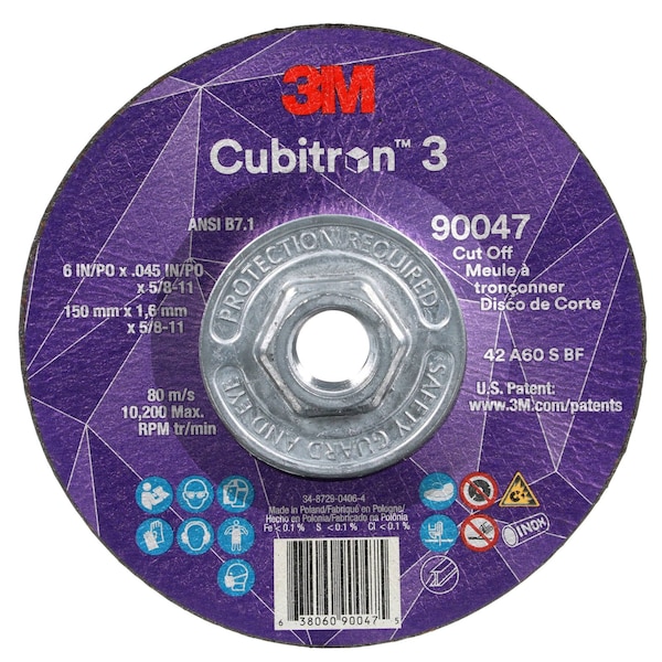 Rueda de corte abrasivo 3M Cubitron, conector de 7/8 pulgadas - 90051