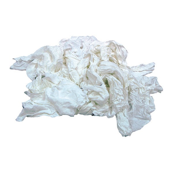 Hospeco Recycled Cotton T-shirt Cloth Rag 25 lb. Varies, White, 200PK - 457-25