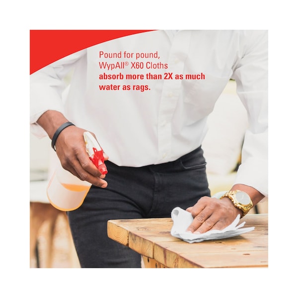 Wypall GeneralClean X60 Multi-Task Cleaning Cloths, Pop-Up Box, White (118 Sheets/Box, 10 Boxes/Case) - 34790CT