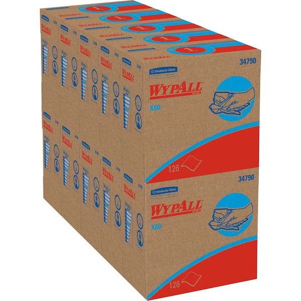 Wypall GeneralClean X60 Multi-Task Cleaning Cloths, Pop-Up Box, White (118 Sheets/Box, 10 Boxes/Case) - 34790CT