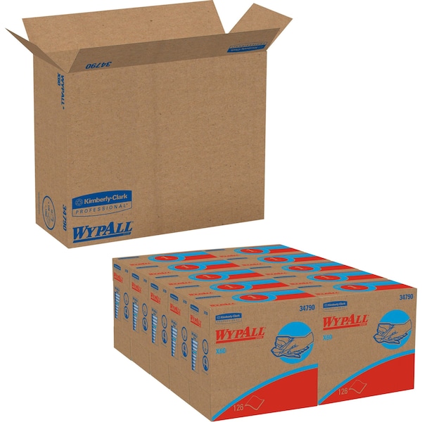 Wypall GeneralClean X60 Multi-Task Cleaning Cloths, Pop-Up Box, White (118 Sheets/Box, 10 Boxes/Case) - 34790CT