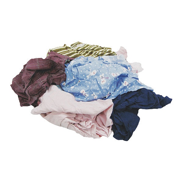 Zoro Select Reclaimed Knit Cloth Rags, 25 lb., 18 in x 18 in, Colored Mixed - 135-25N