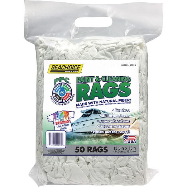 Seachoice Lint-Free Paint & Cleaning Rags, 50-ct. Bag - 90023