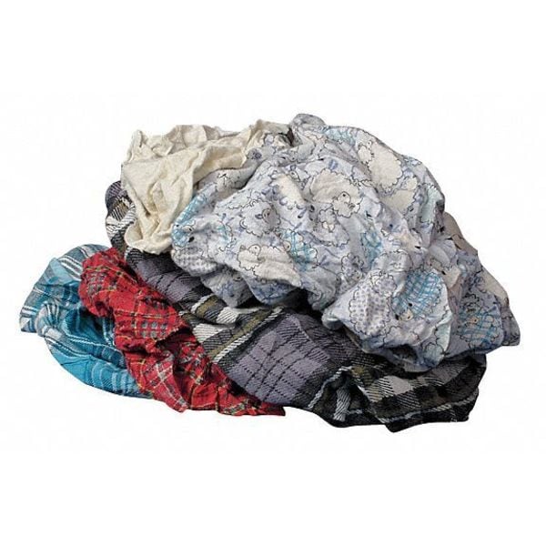 Zoro Select Recycled Cotton Cloth Rag 4 lb. 7-9/10" x 9-4/5", Assorted - G350004BG