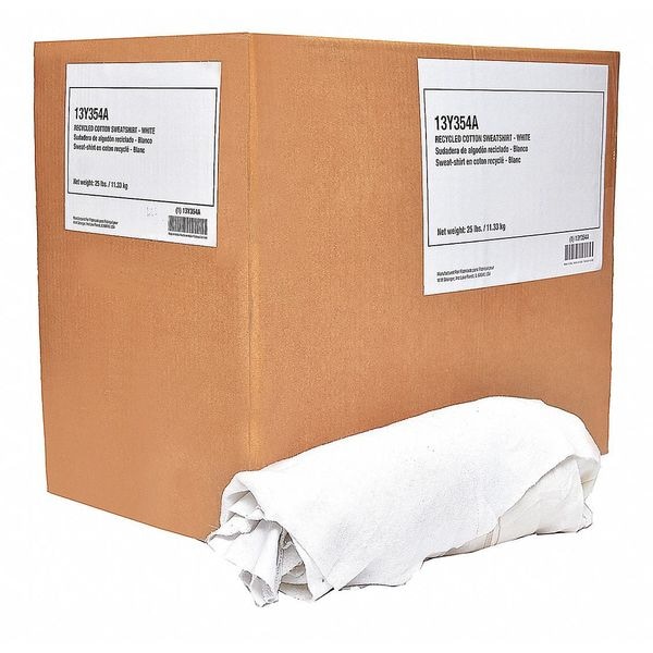 Tough Guy Cotton Cloth Rag 25 lb. Varies Sizes, White - 13Y354