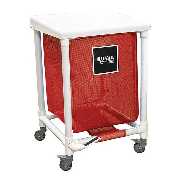 Royal Basket Trucks PVC Hamper, 24 gal., Sgl, Red, FP - R24-RRX-H1F-3ULN