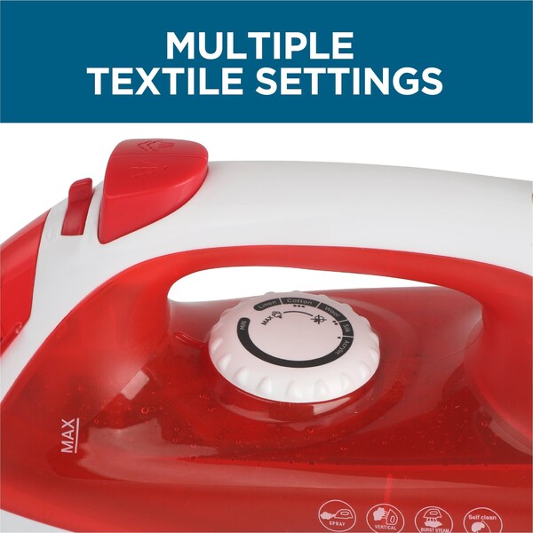 Commercial Care Steam Iron, Self-Cleaning Steamer for Clothes with Nonstick Soleplate - CCSI100