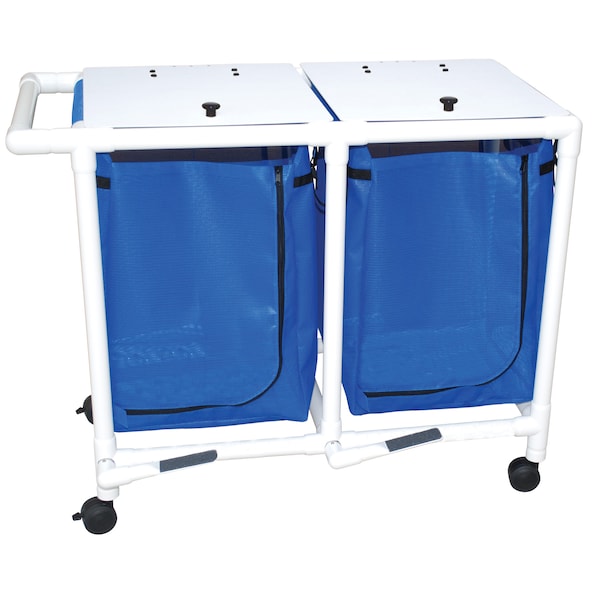 Mjm Internaitonal Double Bag Hamper W/ Optional Foot Pedal, Standard Mesh - Red - 218-D-FP-SM-RD