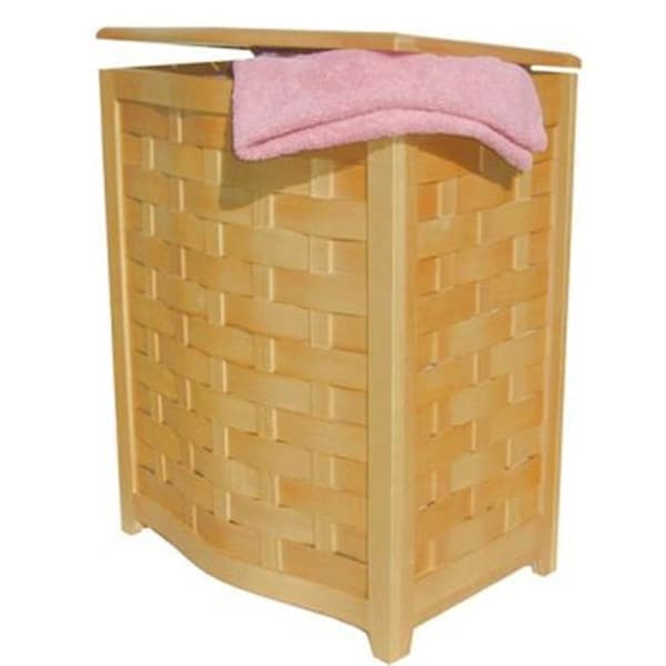 Gourmetgalley Natural Finished Bowed Front Laundry Hamper with Interior Bag - GO105054